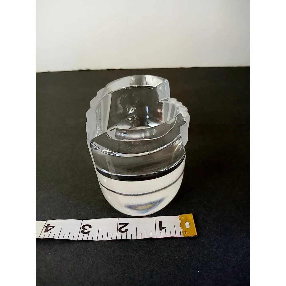 Mikasa ArtDeco “Curtain Call”Frosted Stripe Glass  Oval‎ Candleholder 2 1/4